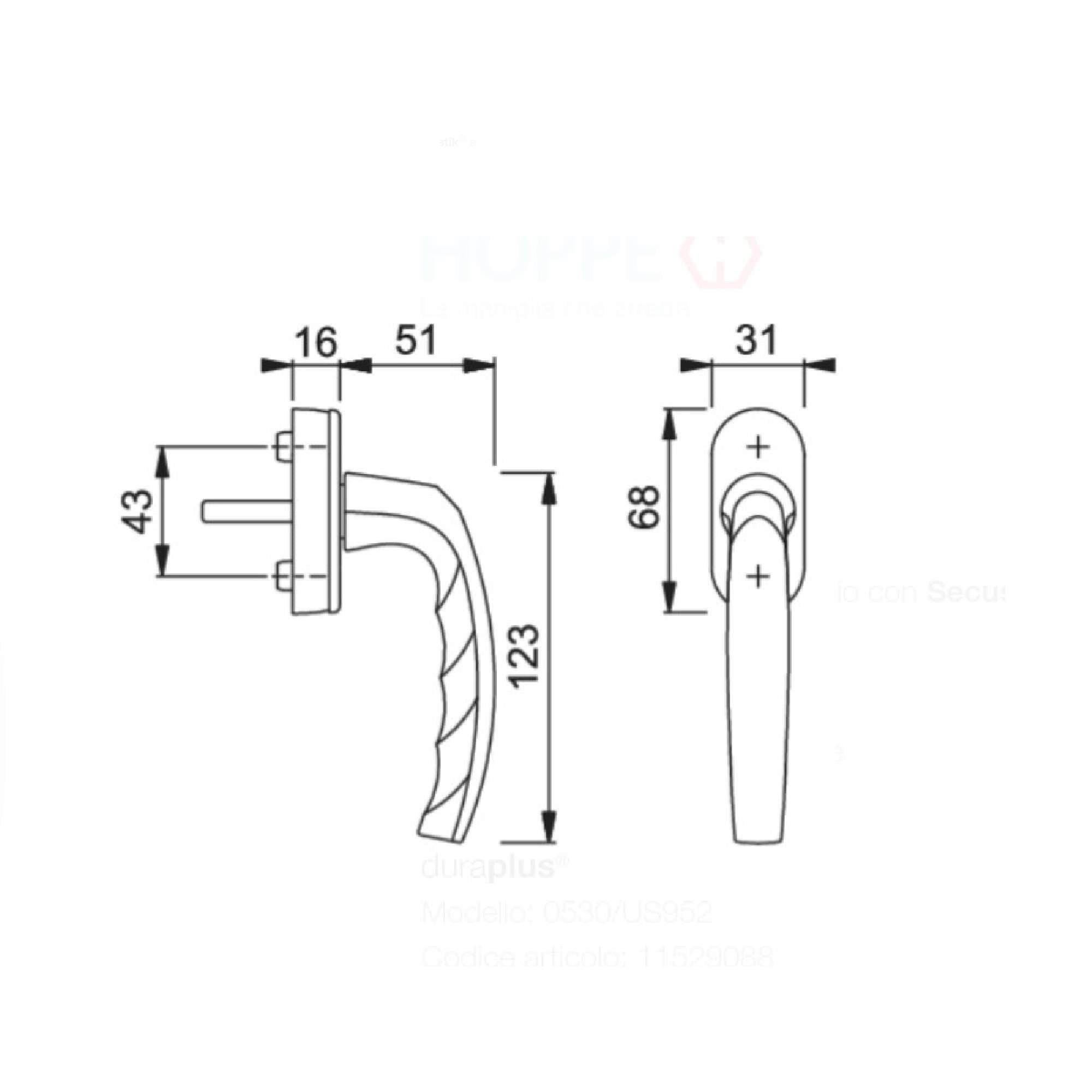 Martellina Atlanta Secustik in alluminio color bianco perla M5x35 - HOPPE 11529088