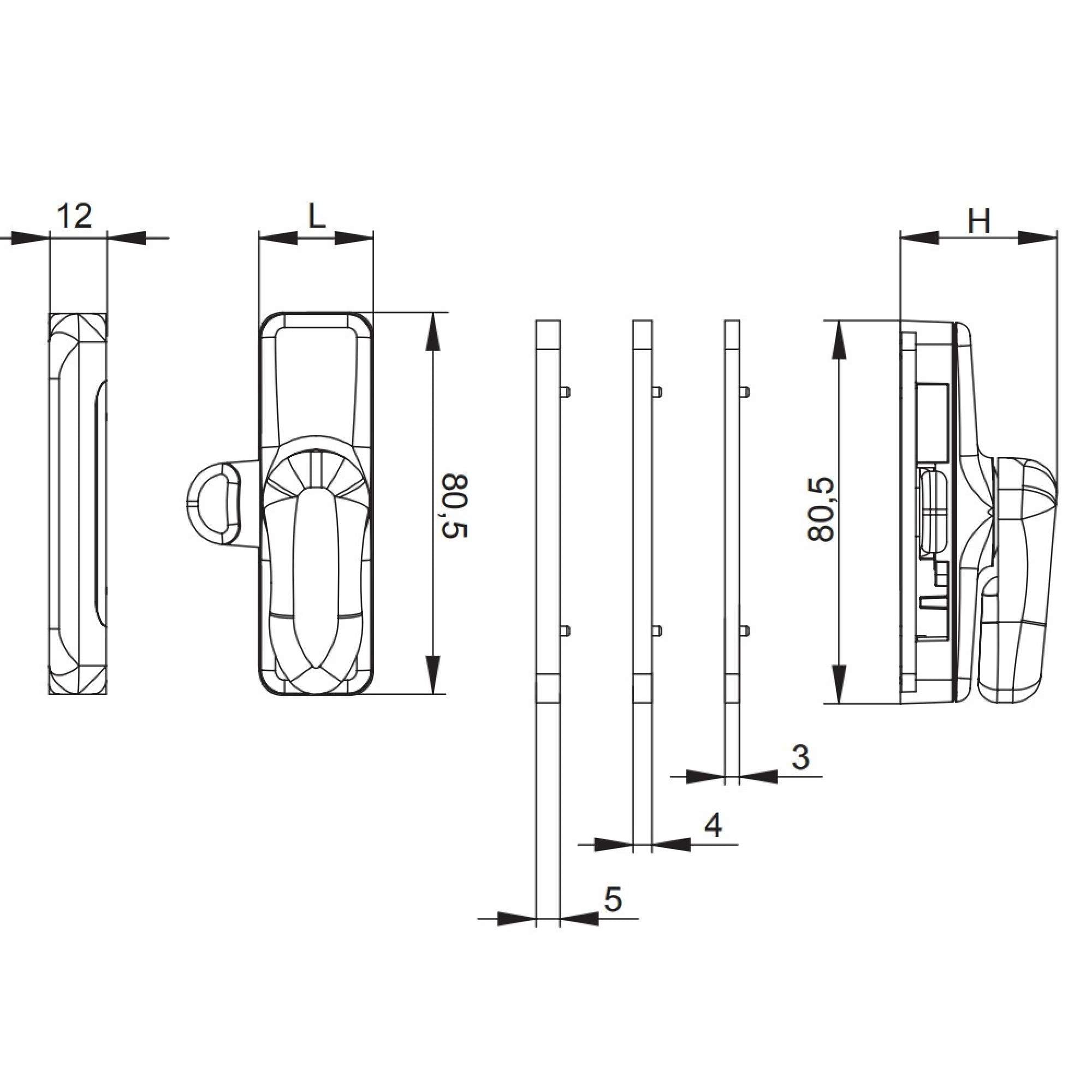 Maniglia a tavellino con copricassa a rotazione con impugnatura ridotta - Mister Italy 3032