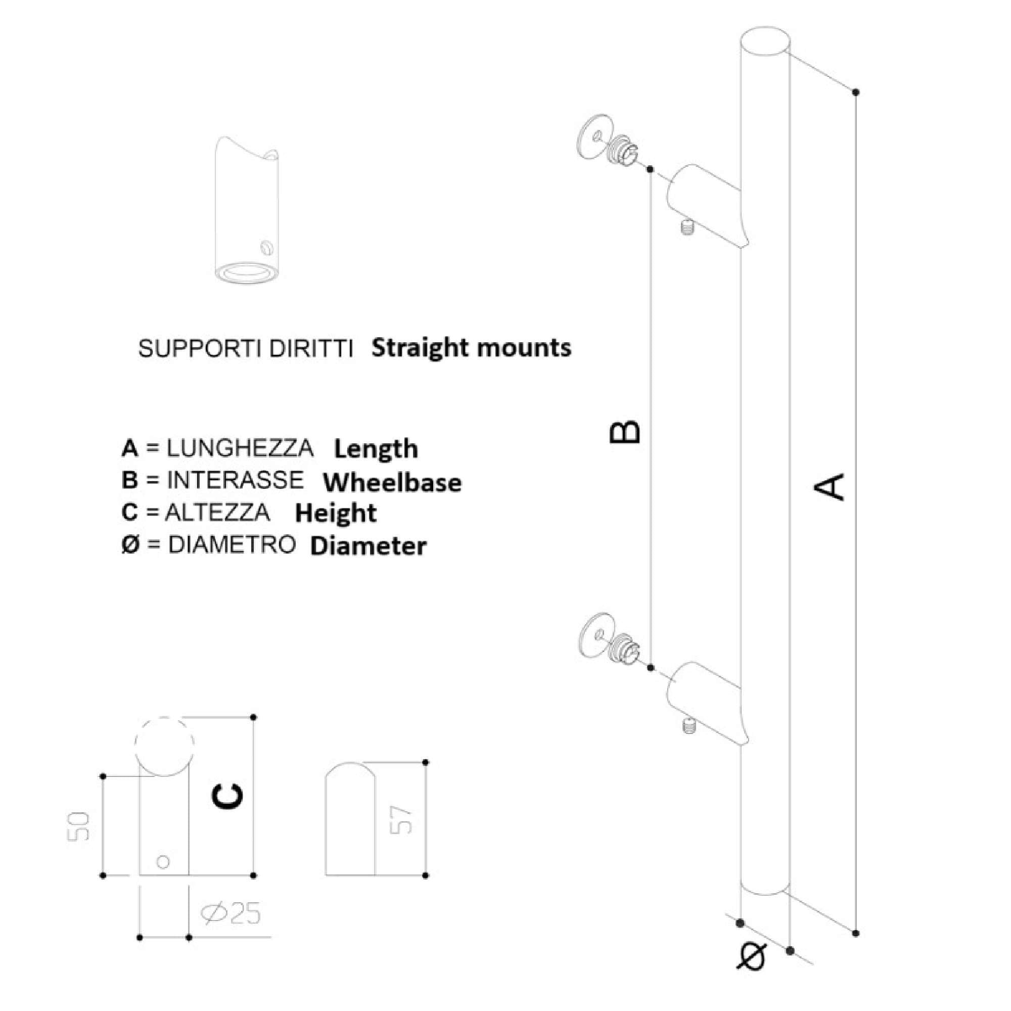 Maniglione Arizona Inox AISI 304 satinati F60 - FIMET MANIGLIE 800.30