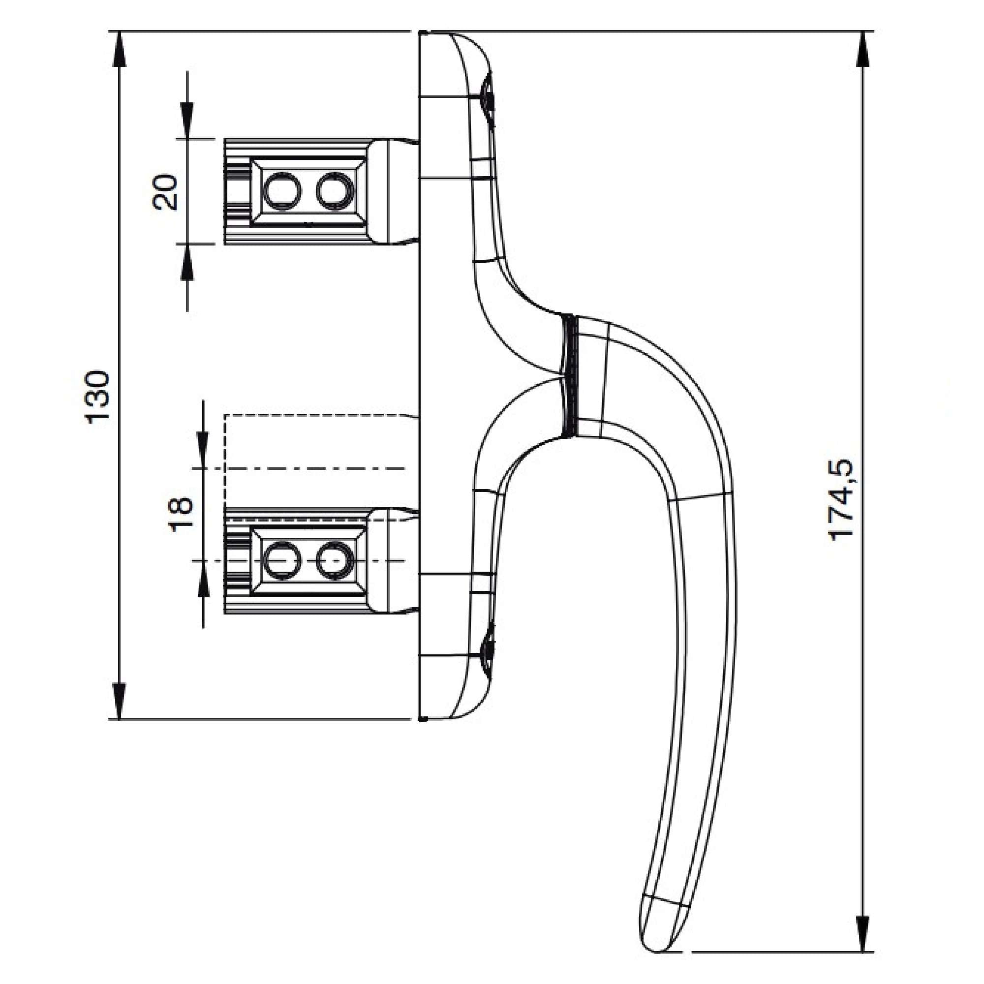 Maniglia Cremonese Apex per esterno unica - GIESSE 01154