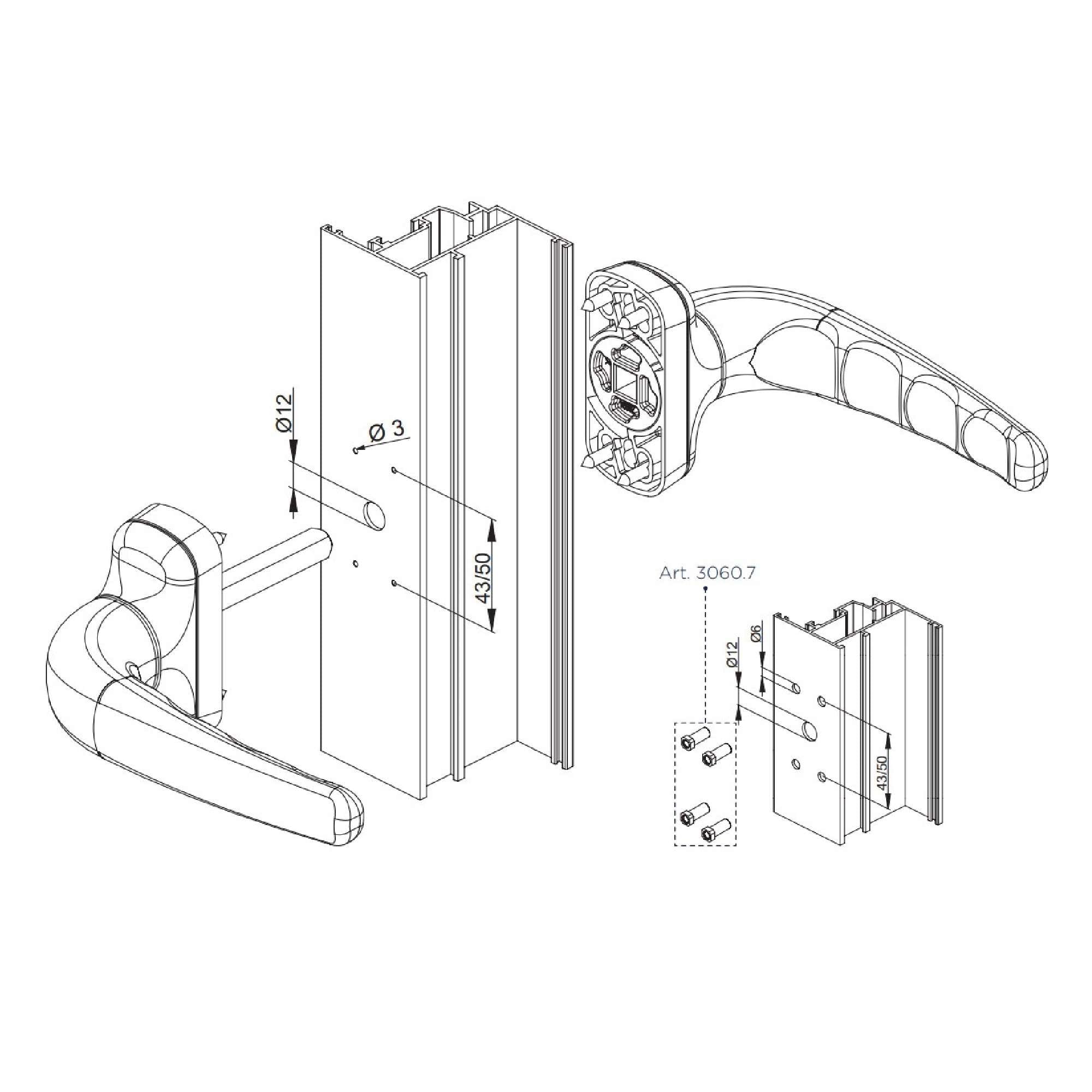 Maniglia Comfort doppia in alluminio pressofuso - Mister Italy 3060