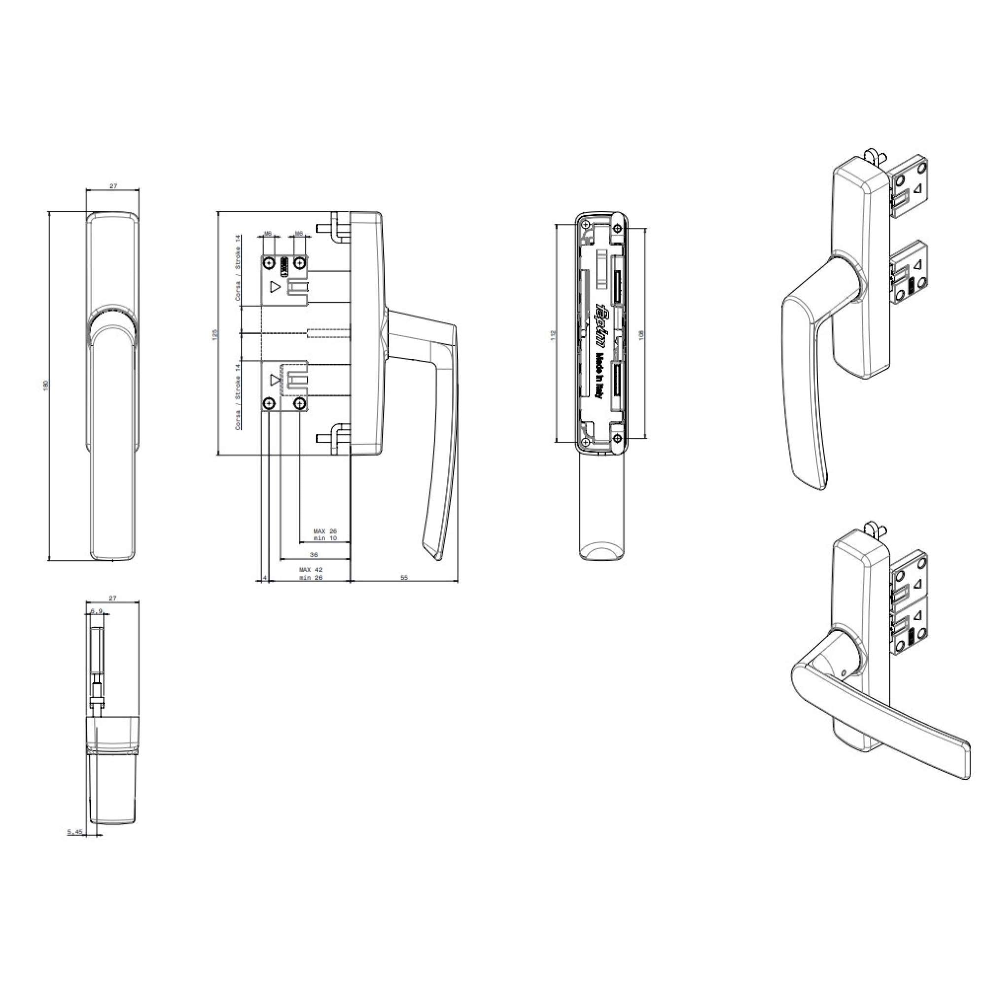 Maniglia Cremonese Gaia per esterni a due uscite - Fapim 1800A