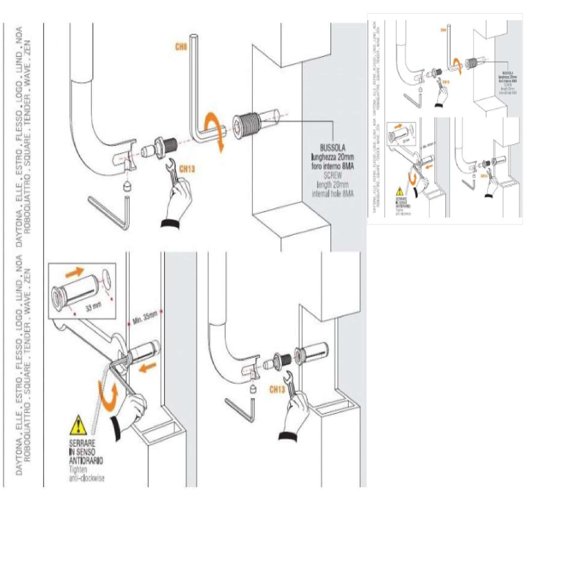 Kit Fissaggio Singolo Non Passante - Colombo design XKIT/NP6