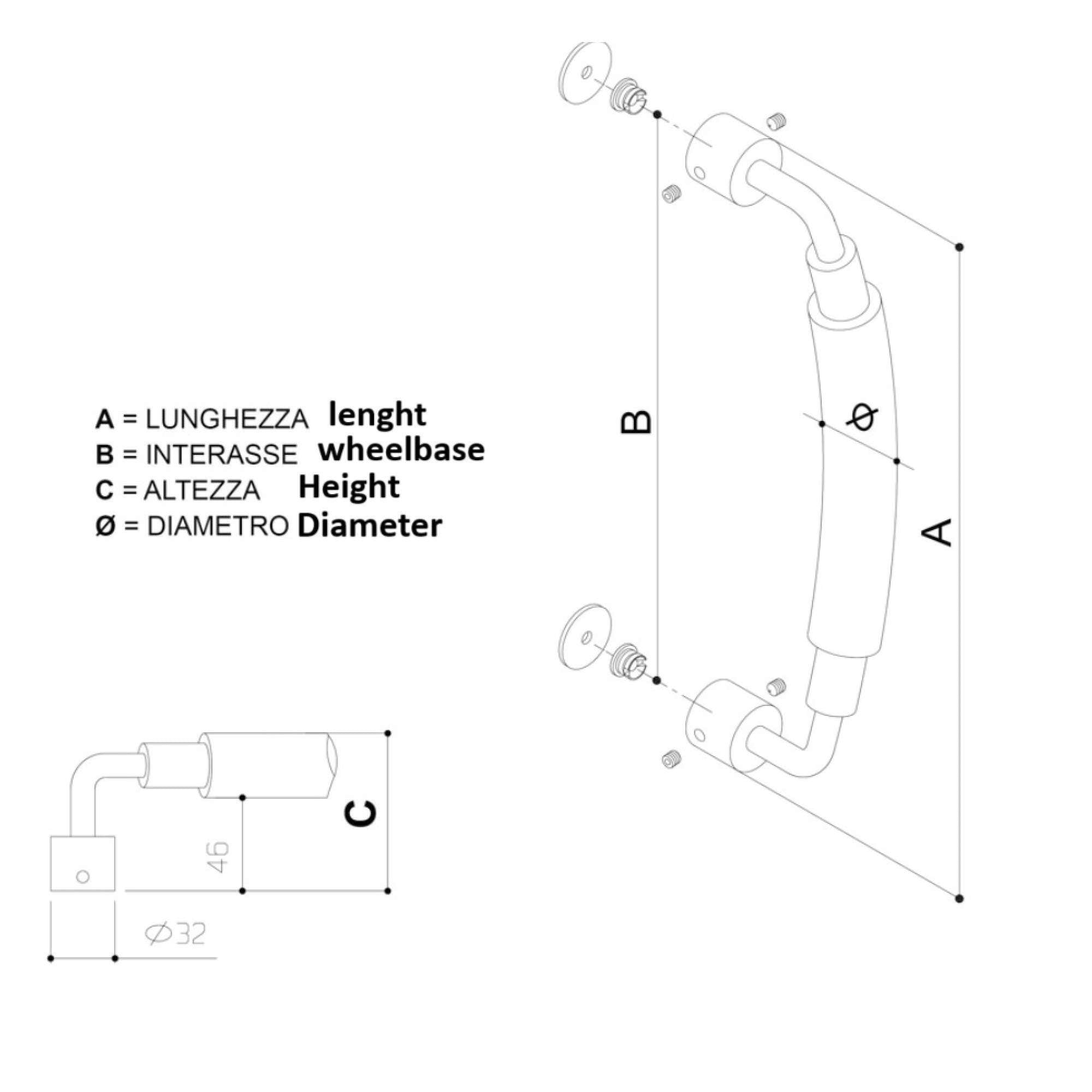 Maniglione Mexico D.32mm satinata - FIMET MANIGLIE 849.30.330.300.63