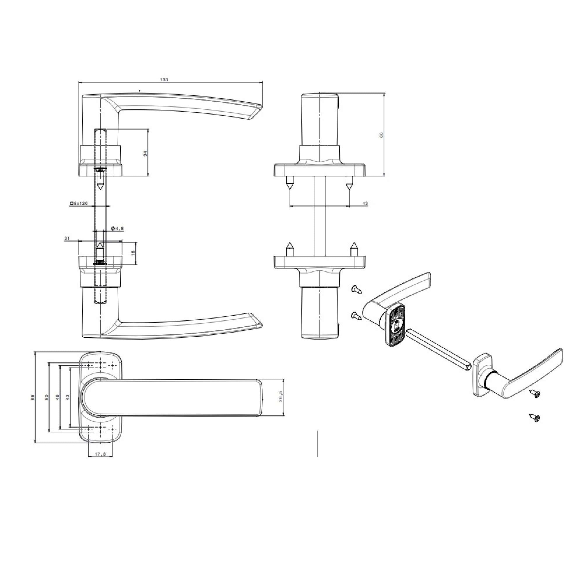 Maniglia doppia Hera per porta in alluminio - Fapim 2041