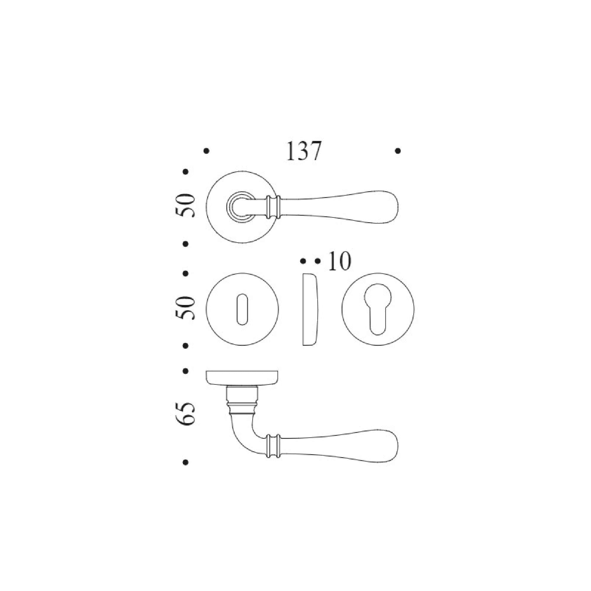 Maniglia Ida doppia in ottone - Colombo Design ID31R