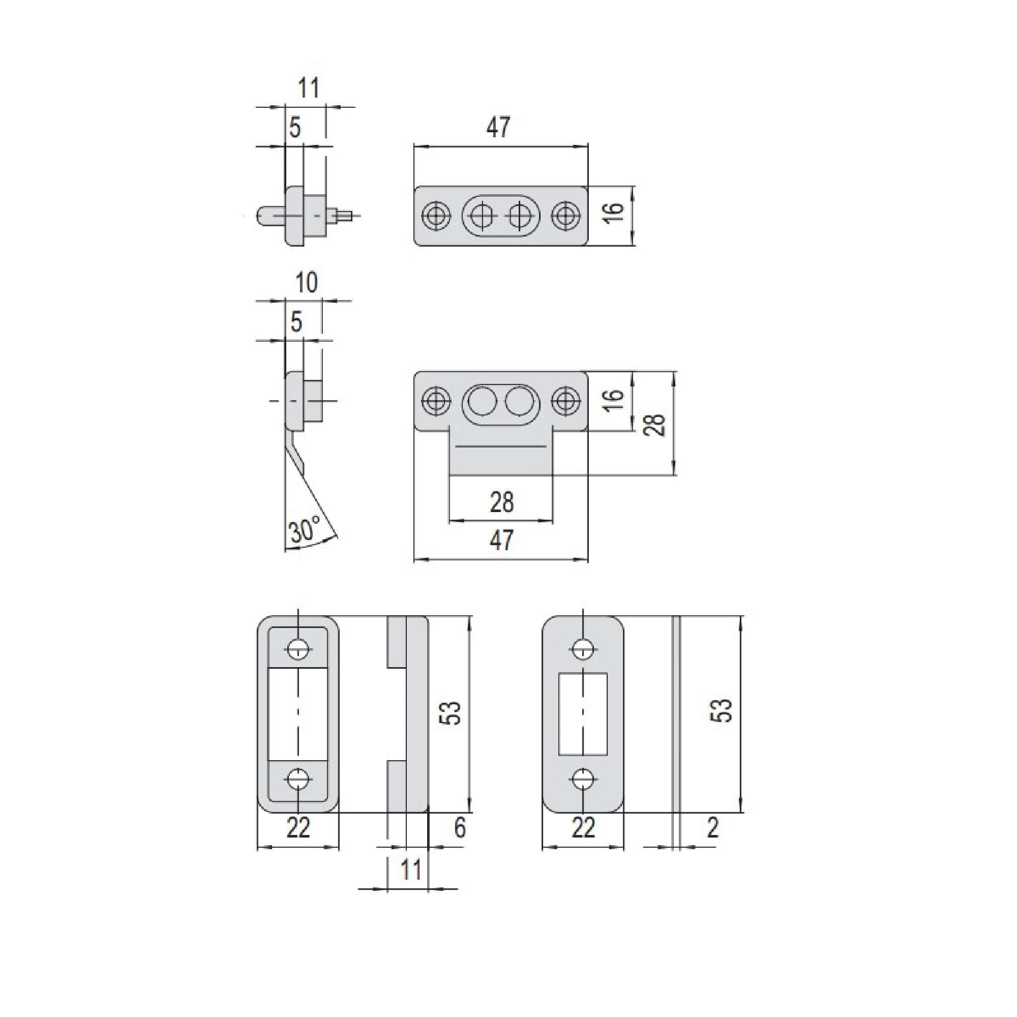 Coppia di contatti elettrici in nylon per serrature elettriche - CISA 06511.00.0