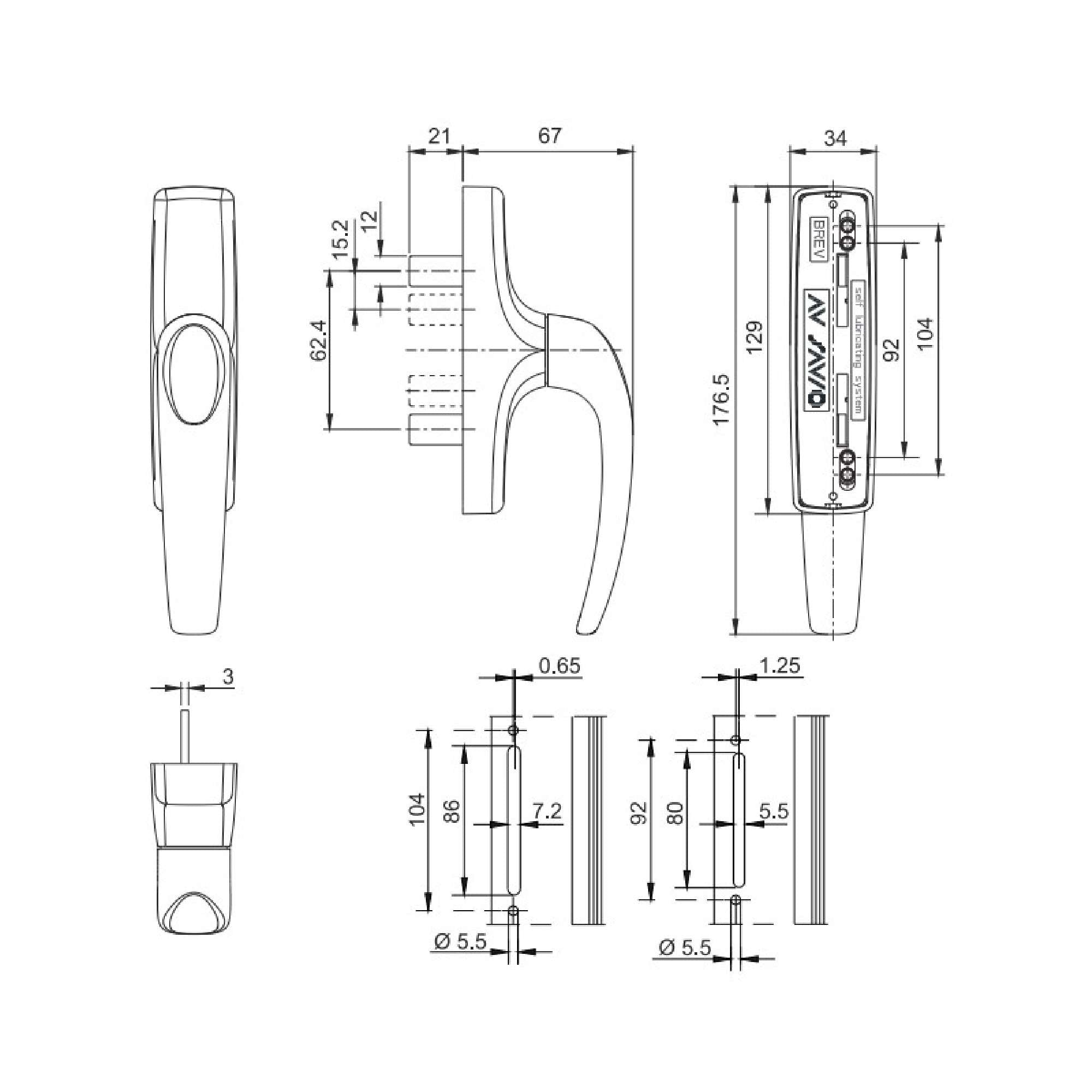 Maniglia Cremonese Manon I.92-104 - Savio 870,8