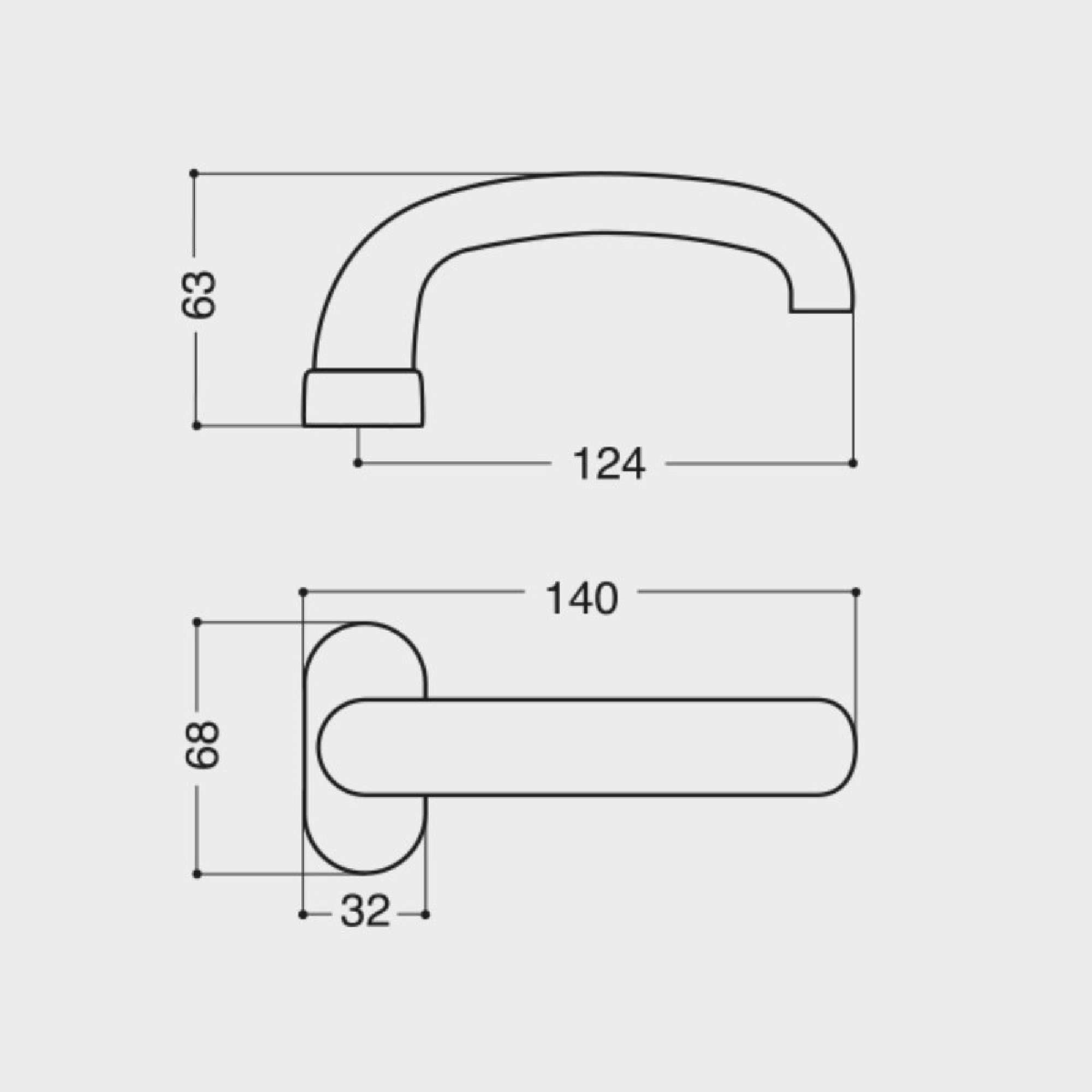 Maniglia doppia Cristina in Nylon lucida con borchia ovale e molla di ritorno - Esinplast 2748