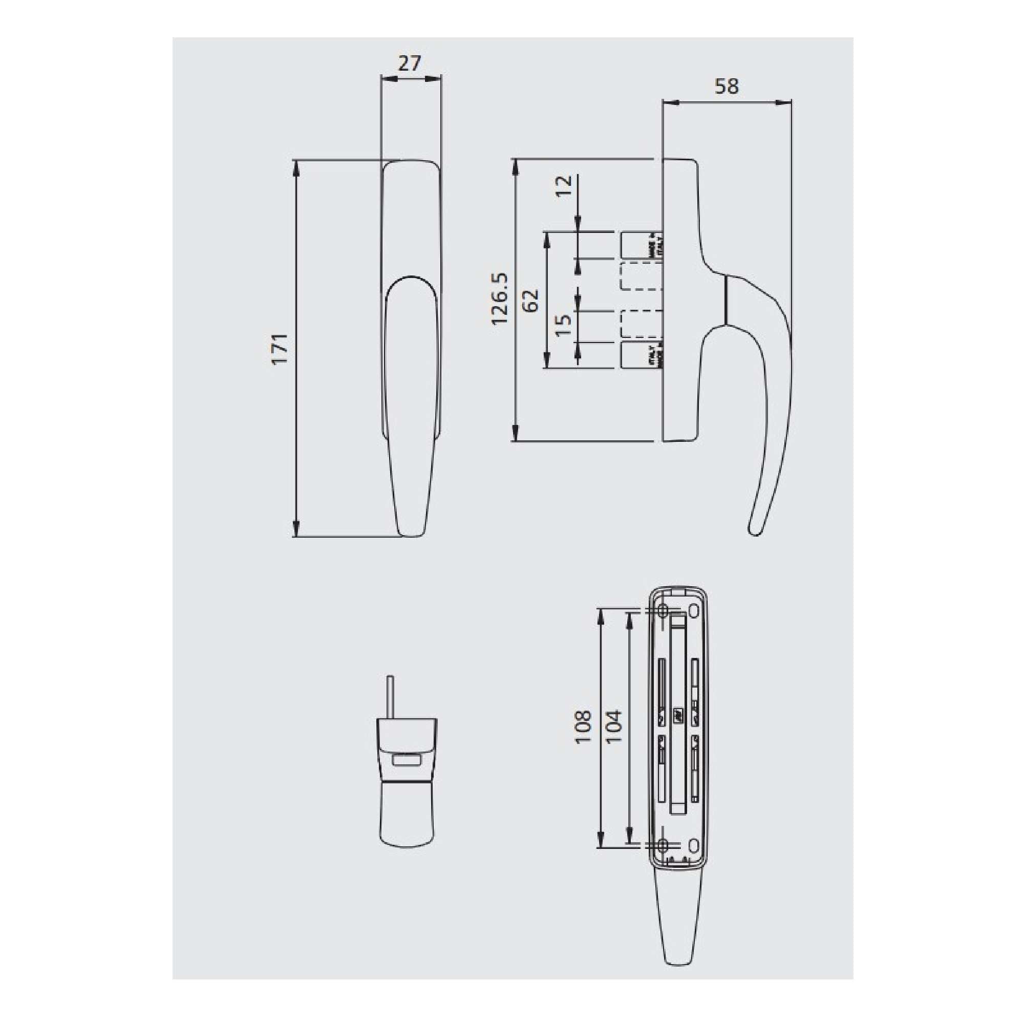Maniglia Cremonese Turandot I.104 108 - Savio 879.2