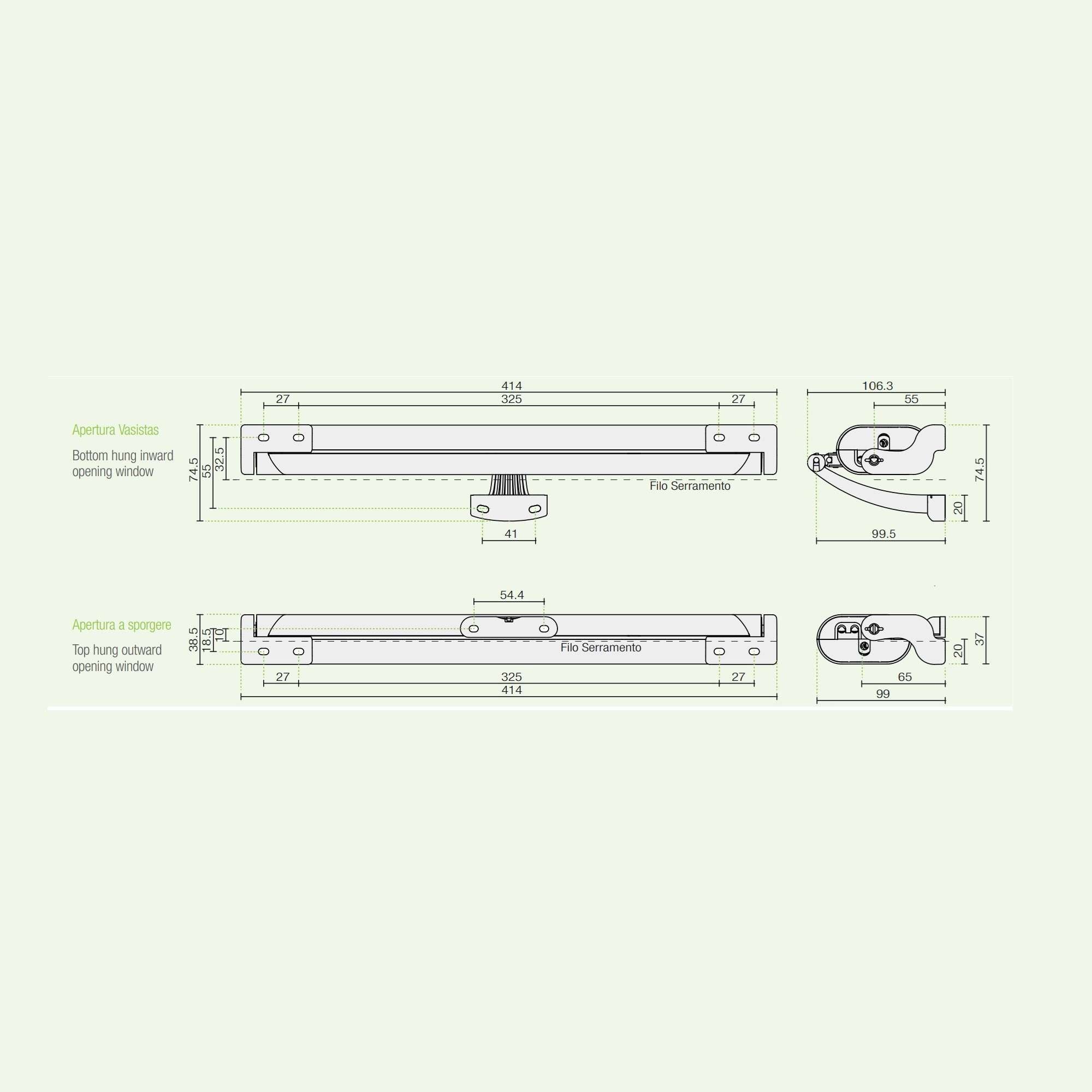 Attuatore elettrico a catena L25 per apertura e chiusura finestre 230V - Comunello
