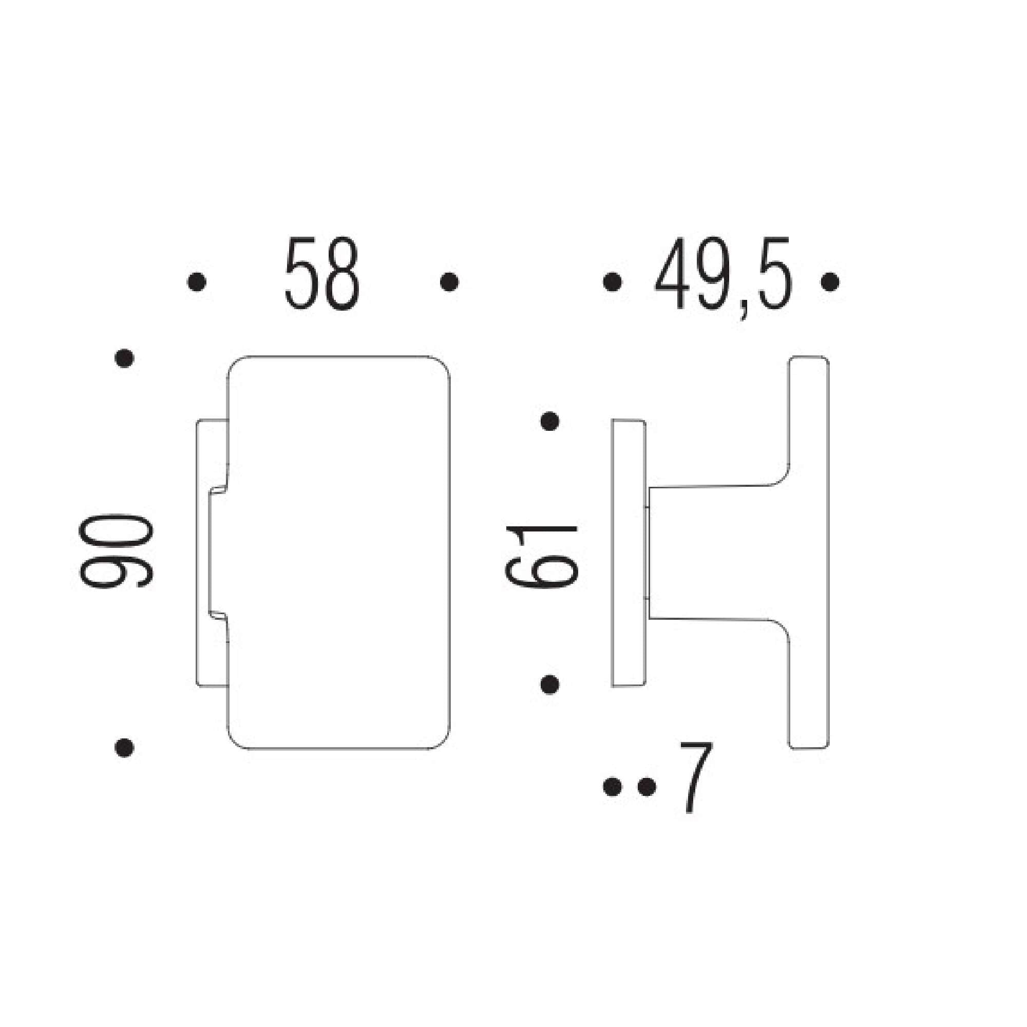 Pomolo Push in ottone cromo satinato rettangolare 58x90mm - Colombo Design LC55FISSO-CM